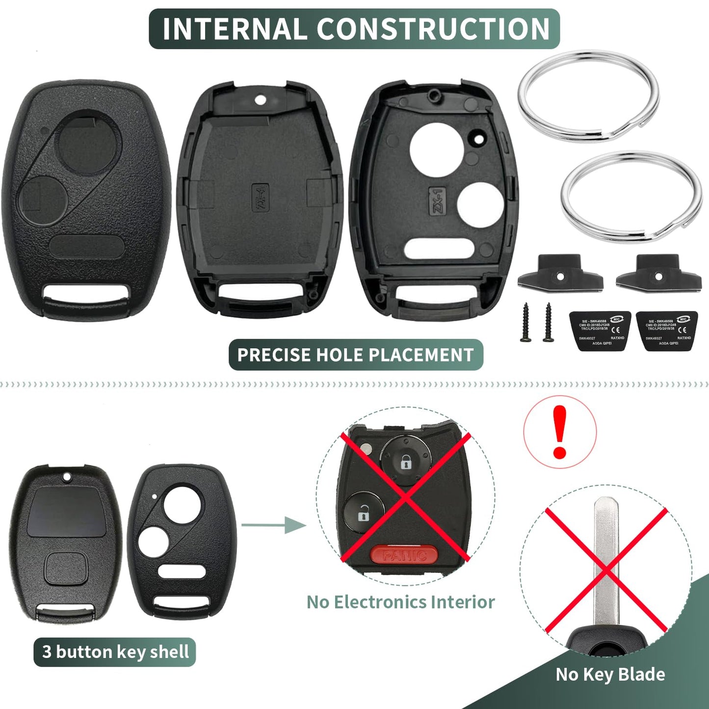 Funda para Llave Honda de Repuesto de 3 Botones (Paquete de 2)