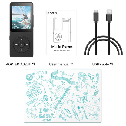 Reproductor MP3 AGPTEK A02 (32GB, Negro)