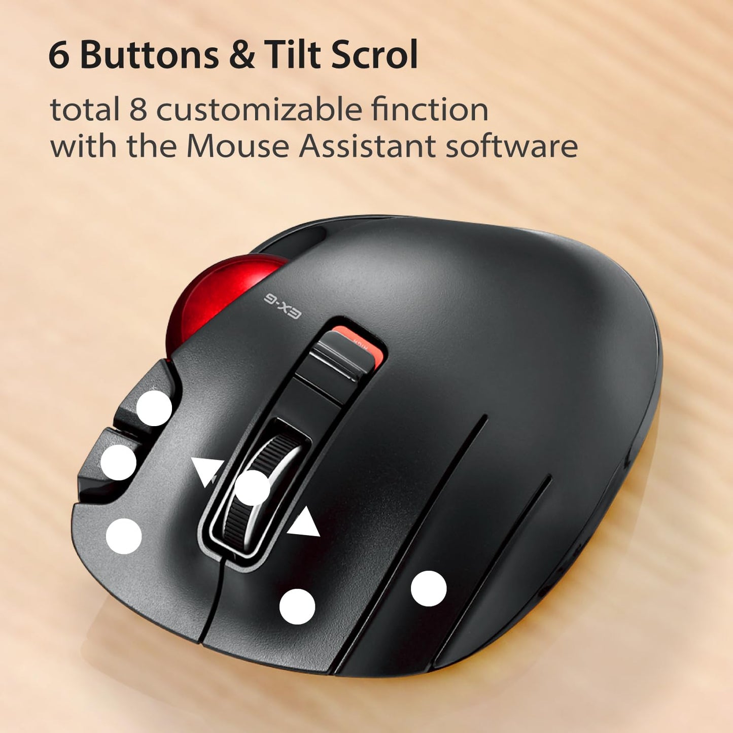 ELECOM Ratón Trackball para Zurdos EX-G (2.4 GHz)