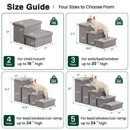 Love's cabin Escaleras para Perros de 3 Escalones (18" / Gris Sólido)