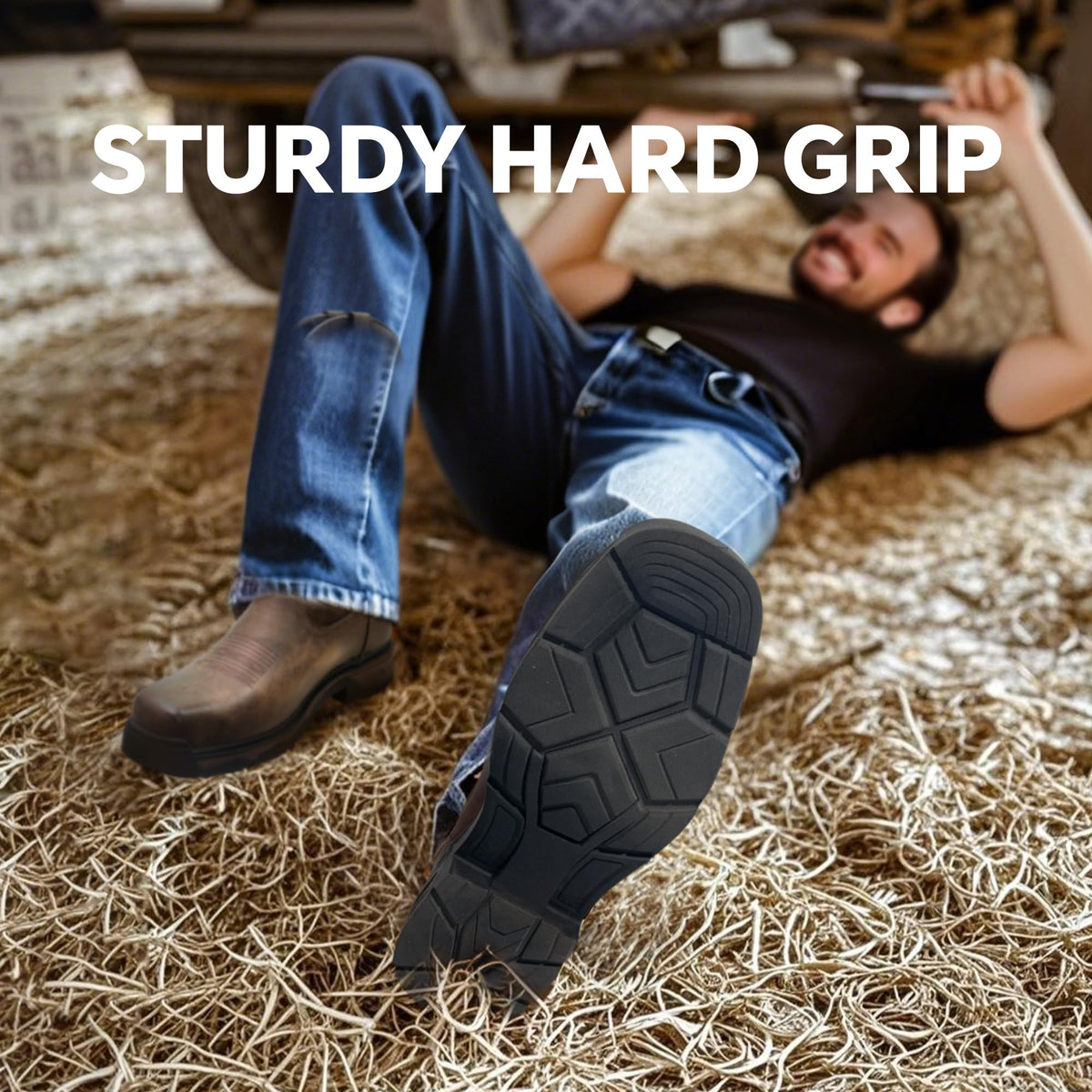 ANGRYRAM Cowboy Work Boots for Men Waterproof Square Toe Leather Western Boots Puncture Resistant Indestructable Steel Toe Safety Boots for Men