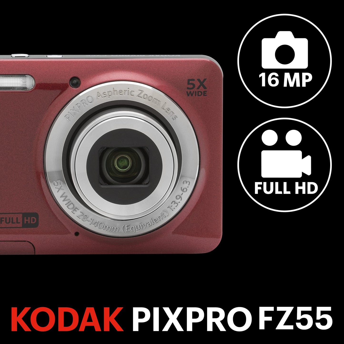 Cámara Digital Kodak PIXPRO FZ55-RD (Rojo)