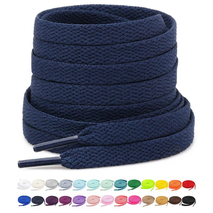 Stepace [2 Pairs Flat Shoe Laces for Sneakers 5/16" Width 30"-72" Length 26 Color Shoelaces Navy Blue 54"(137 cm)