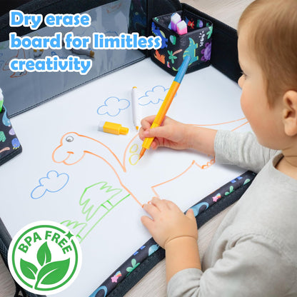 AZAMIA Bandeja de Viaje para Niños y Asiento de Coche (Diseño de Dinosaurio)
