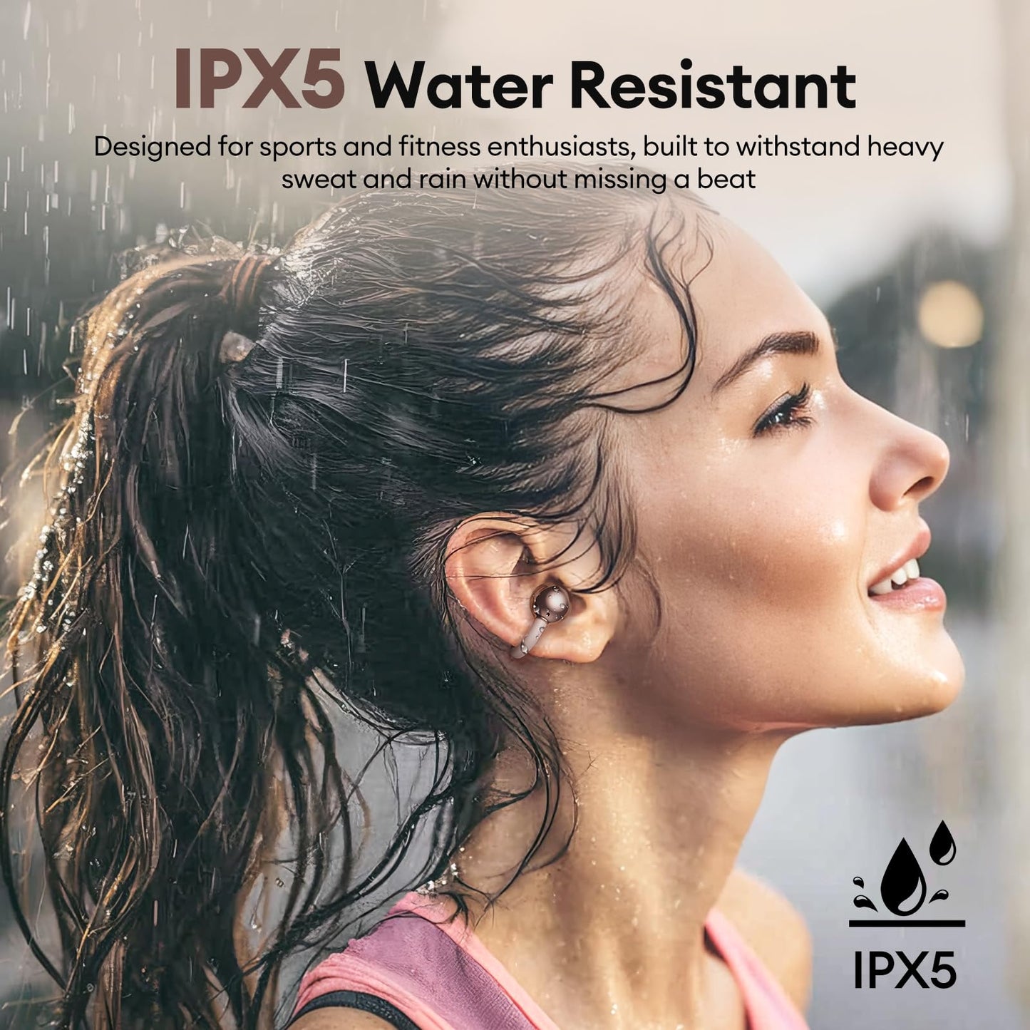 PAXA 2 in 1 Clip-on Earbuds Open Ear Headphones Bluetooth 6.0 Wireless Earbuds with in-Ear Earbuds, Ultra-long 140H Play, Auto L-R Recognition Touch Control for Work Fitness Daily Use Ctbuds Rose Gold