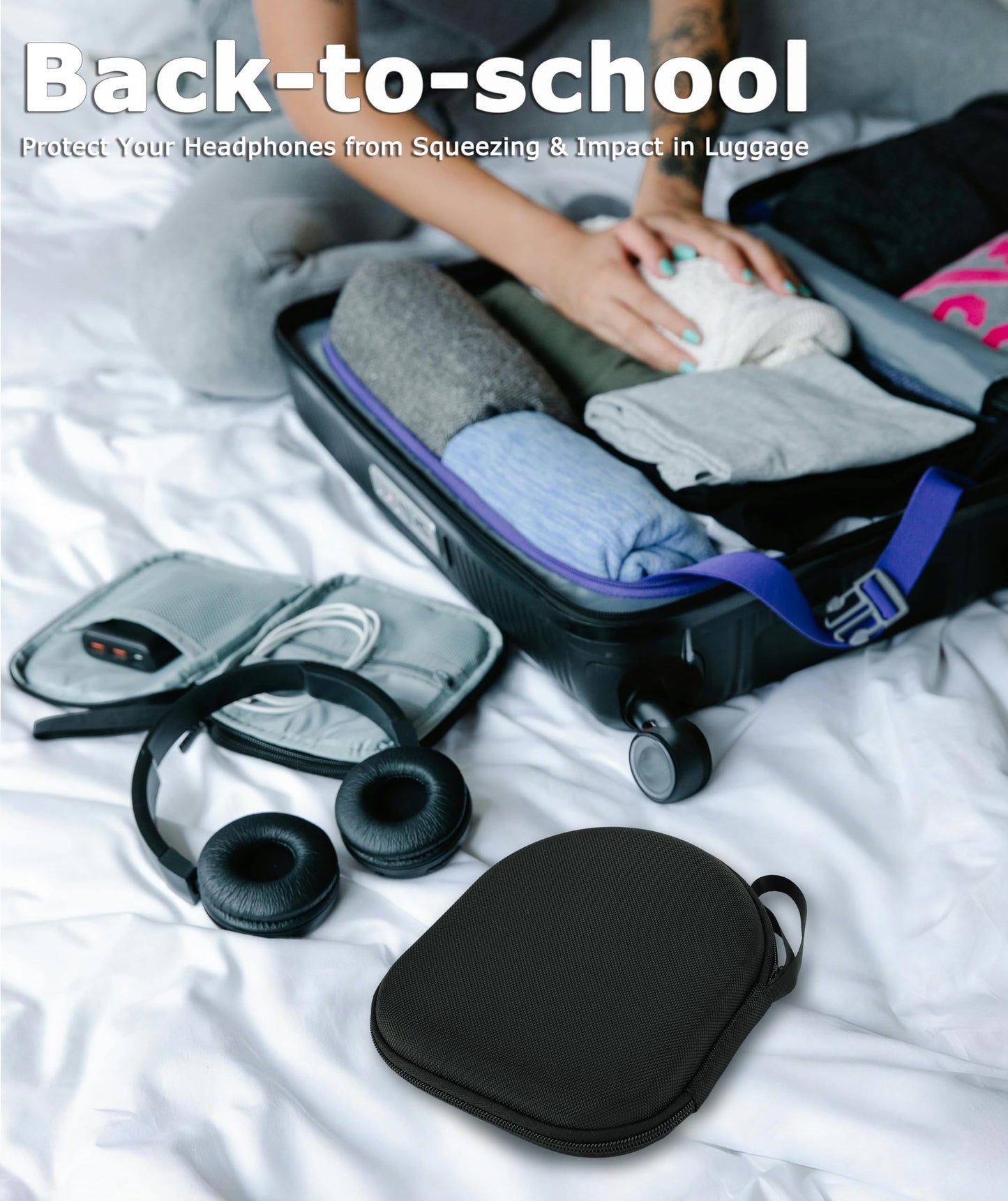 Ginsco Estuche de Viaje para Audífonos JBL y Sony (Negro)
