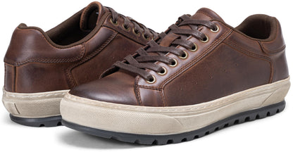 Jousen Men's Shoes Leather Casual Dress Sneakers with Vintage-Distressed-Sole (AMY5124A Darkbrown 09.5)