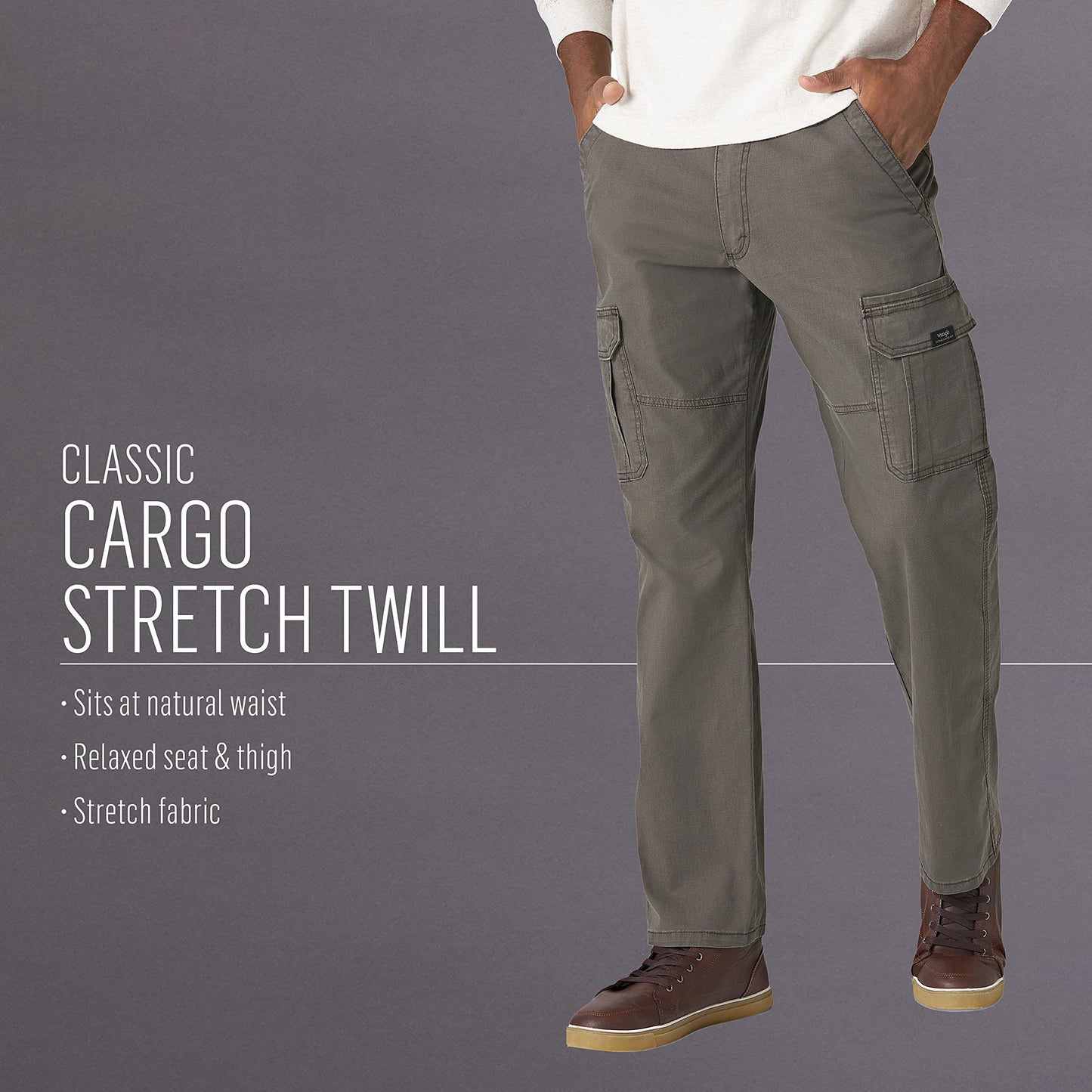Wrangler Authentics Pantalones Cargo Informales de Ajuste Relajado (Elmwood / 34W x 32L US)