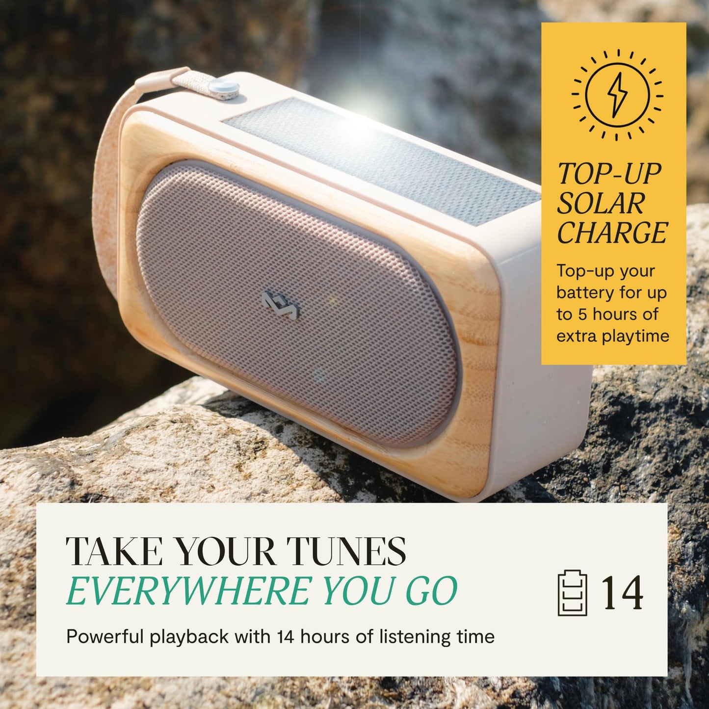 House of Marley Roots Altavoz Solar Portátil (Crema / 14 Horas)