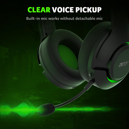 acer Wireless Gaming Headset for Xbox Series X|S & Xbox One, Bluetooth 5.4 Headphones with Noise Canceling Mic, 3D Surround Sound, 40H Battery, Compatible with PC, PS5, Switch, Mac - Black Green