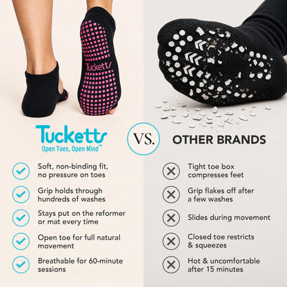 Tucketts Calcetines de Yoga sin Dedos Allegro (Paquete de 3 / S/M)