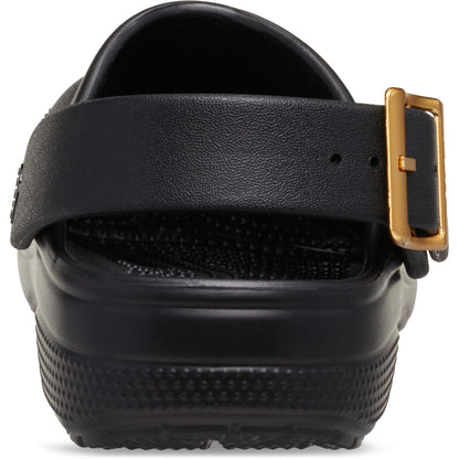 Crocs Unisex-Adult Classic Metallic Buckle Clogs, Metallic Black