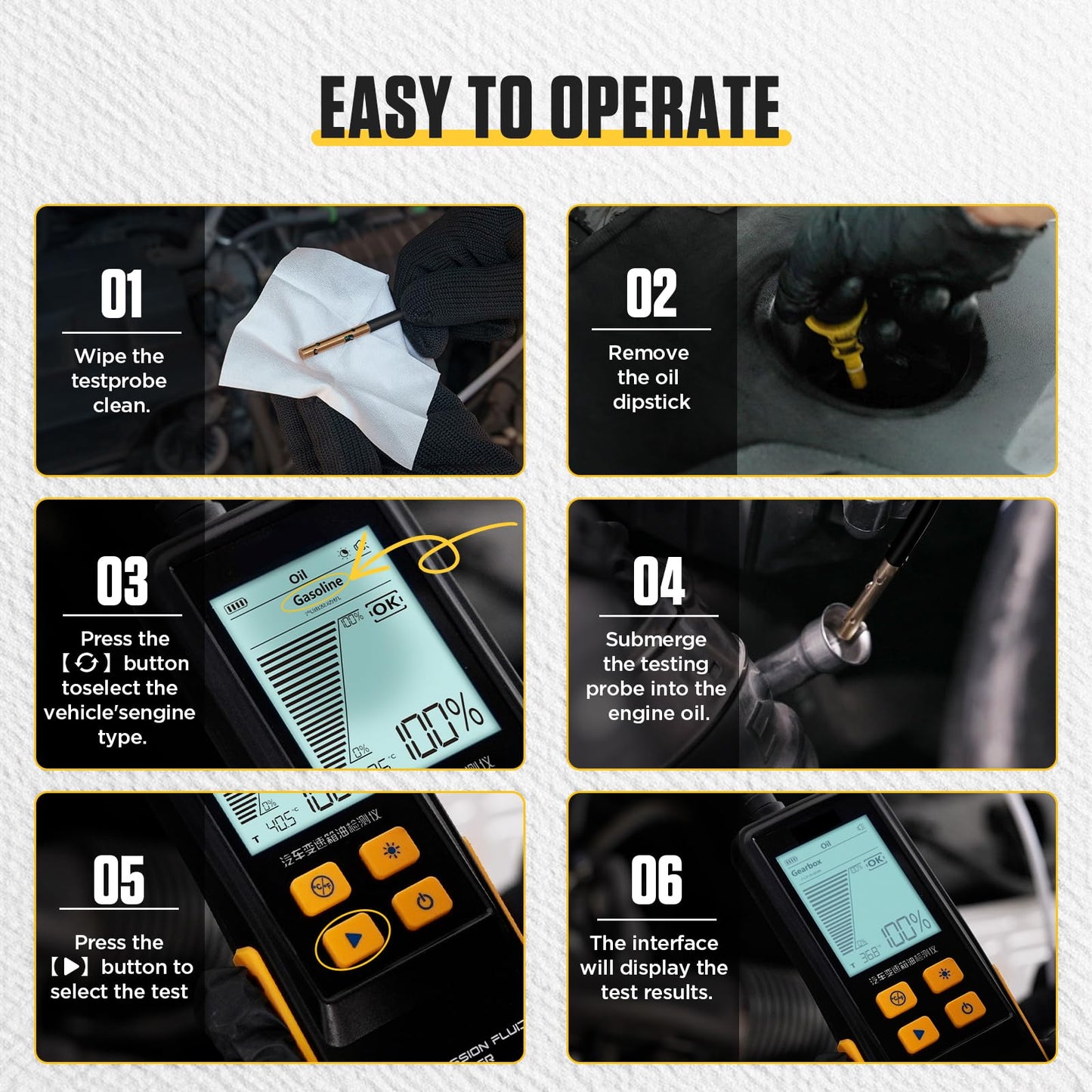 BELEY Kit de Prueba y Cambio de Aceite para Motor (Pantalla 2.8")