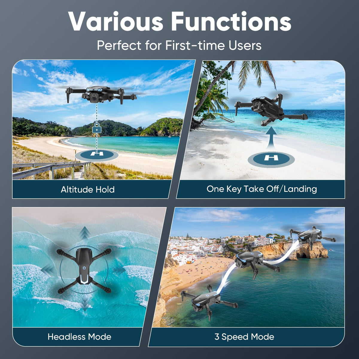X-shop Dron Plegable con Cámara 1080P (Con 2 Baterías)