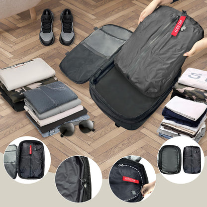 BYED Vacuum Backpack Travel-Expandable Compression Backpack with Air Pump,Usb,Tsa Lock, Air Backpacks with Removable Vacuum Bag,Carry On Vacpack for Men and Women