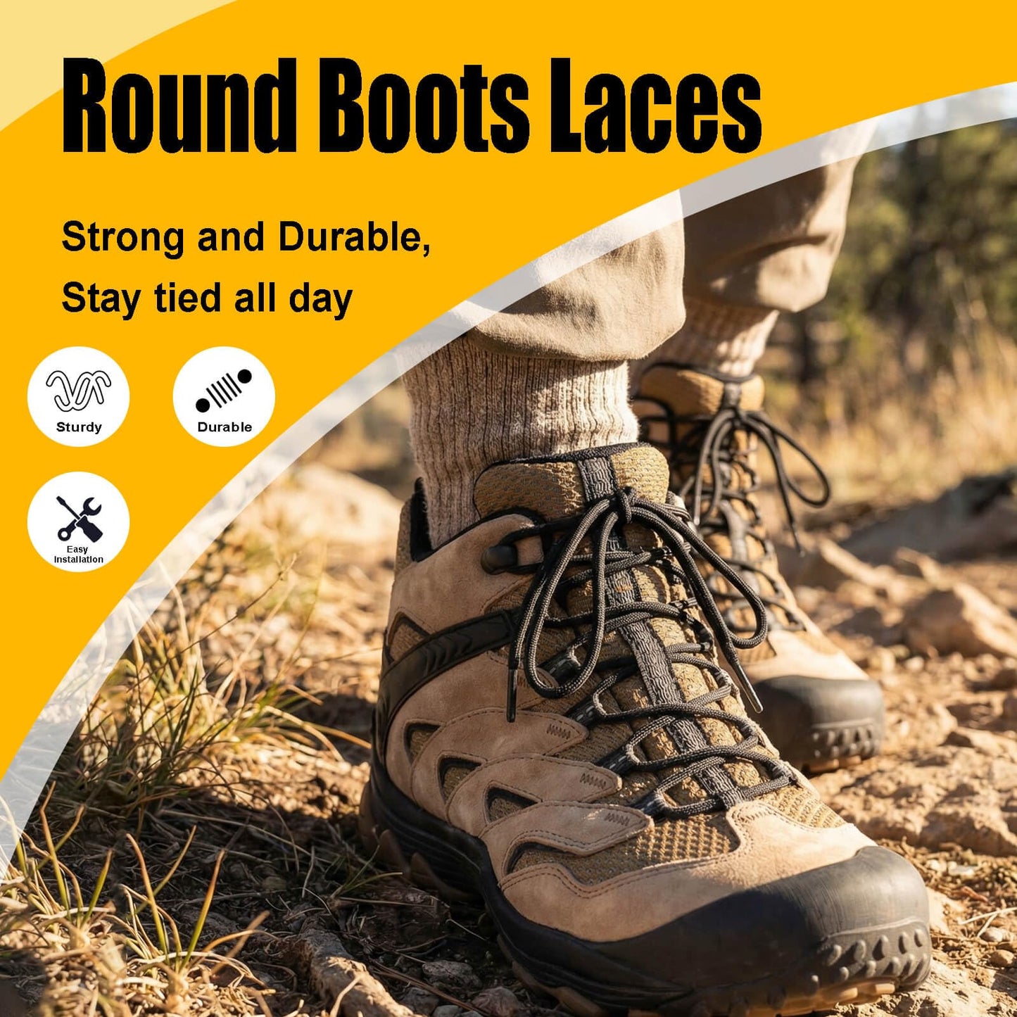 DELELE Hiking Shoe Laces for Boots, 2 Pair 55 inch Olive Green Round Boot Laces Heavy Duty, Work Shoelaces Strings