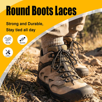 DELELE Hiking Shoe Laces for Boots, 2 Pair 55 inch Olive Green Round Boot Laces Heavy Duty, Work Shoelaces Strings
