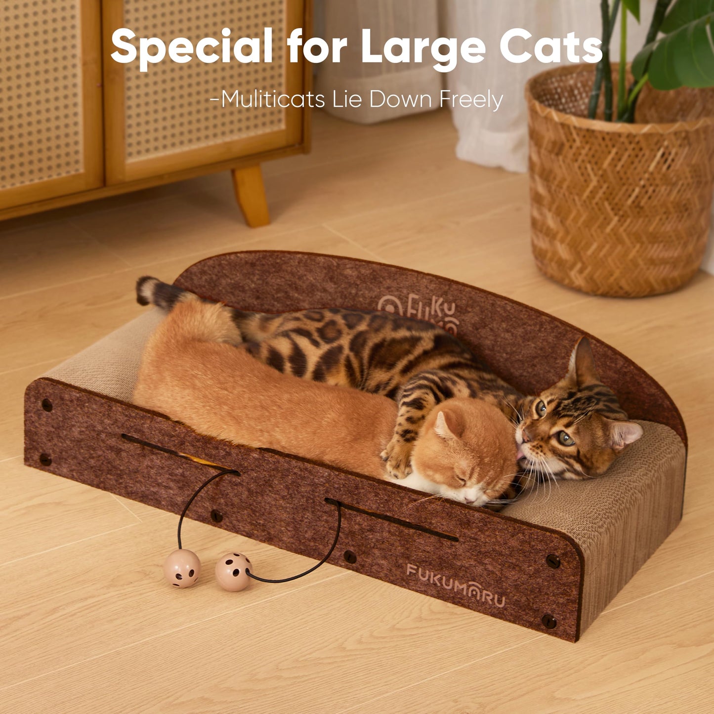 FUKUMARU Cama Rascadora para Gatos de 26 Pulgadas (Caramelo)