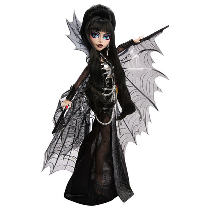 Monster High Muñeca Coleccionable Elvira (Vestido Negro Faux Leather)