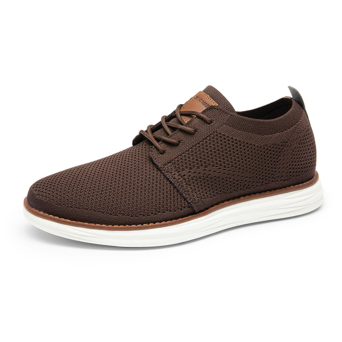 Bruno Marc Men's KnitFlex Breeze Mesh Sneakers Oxfords Lace-Up Lightweight Casual Walking Shoes, Brown, GRAND