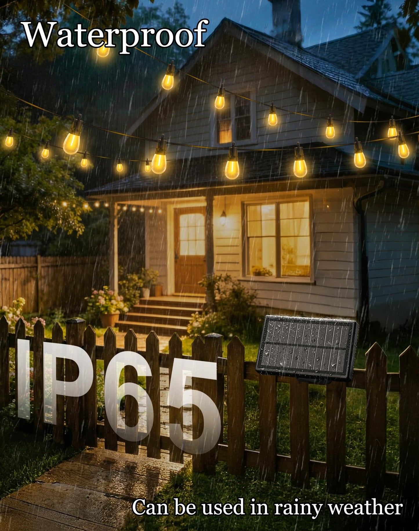 Guirnalda de Luces Solares 50ft (Exterior Impermeable / Bombillas S14)