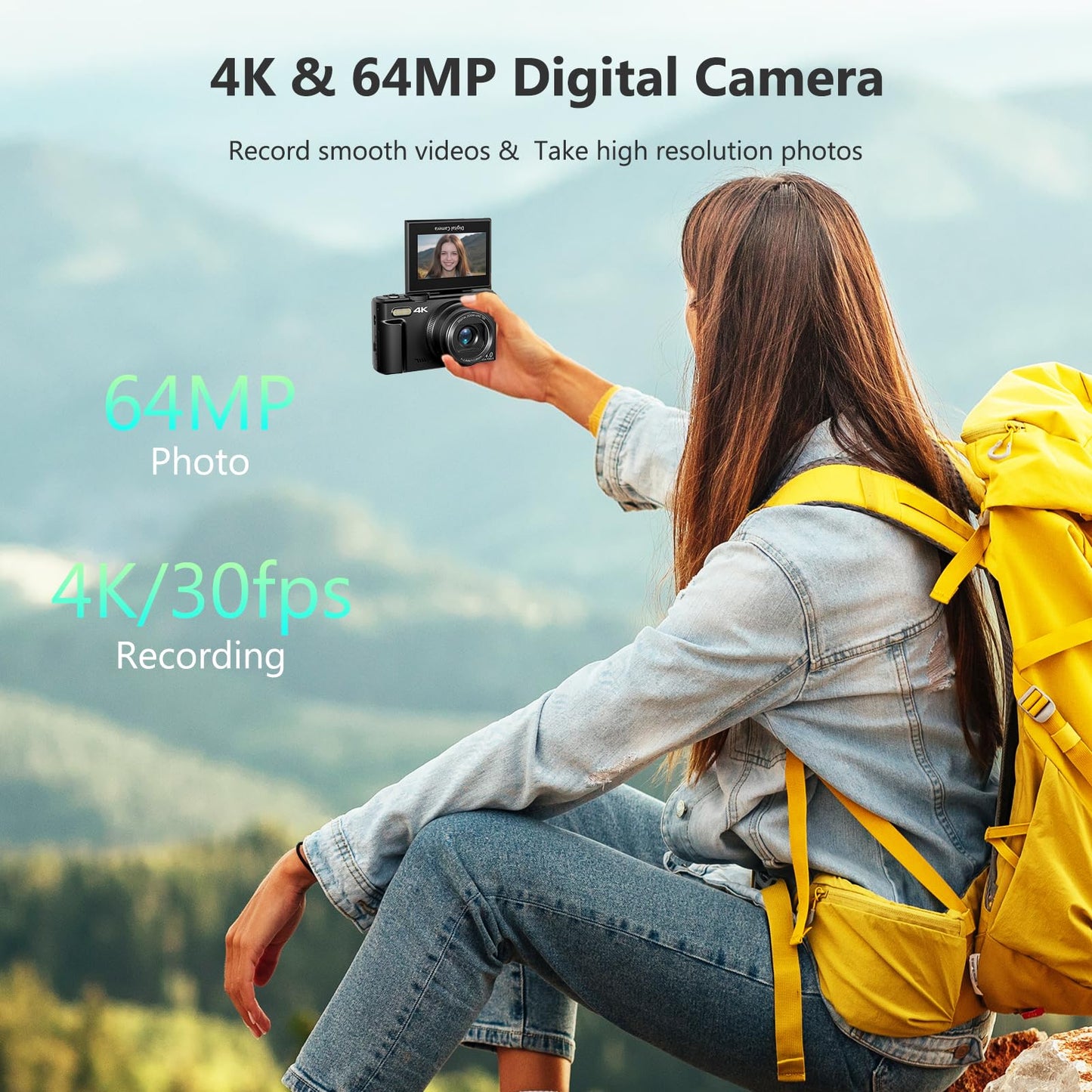 Cámara Digital 4K para Fotografía y Vlogging (32GB / Negro)
