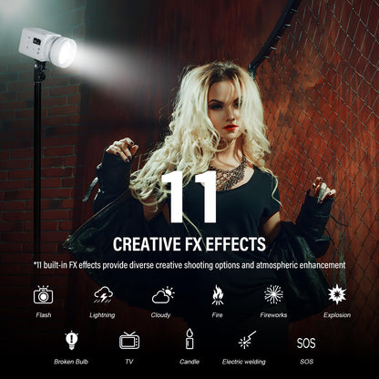 Godox ML80Bi Bi-Color LED Video Light with 6600mAh Battery - 29600Lux@1m, 2800K-6500K, CRI/TLCI 96+, 11 FX Effects, NFC & APP Control for Videography, Vlogging & Filmmaking for Outdoor