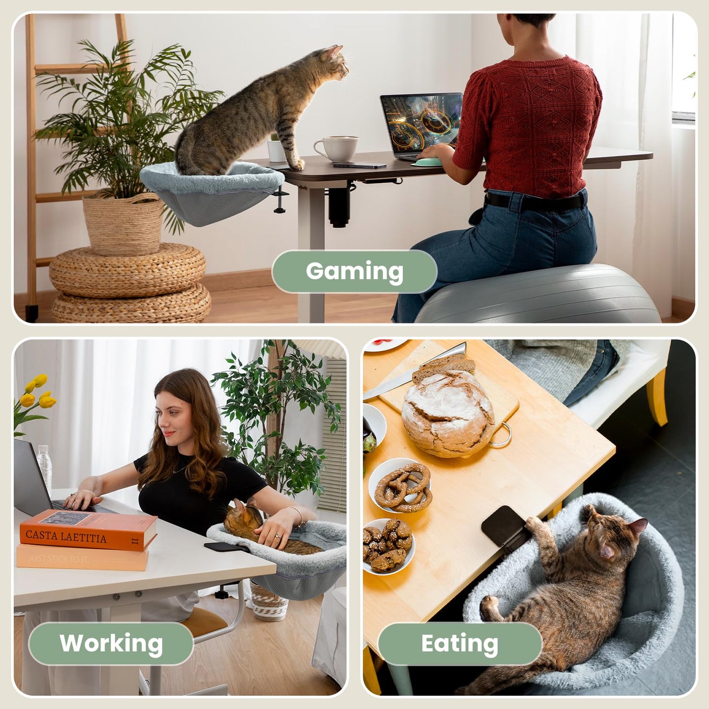 JUNSPOW Cama de Escritorio para Gatos (Soporta 40 Lbs)