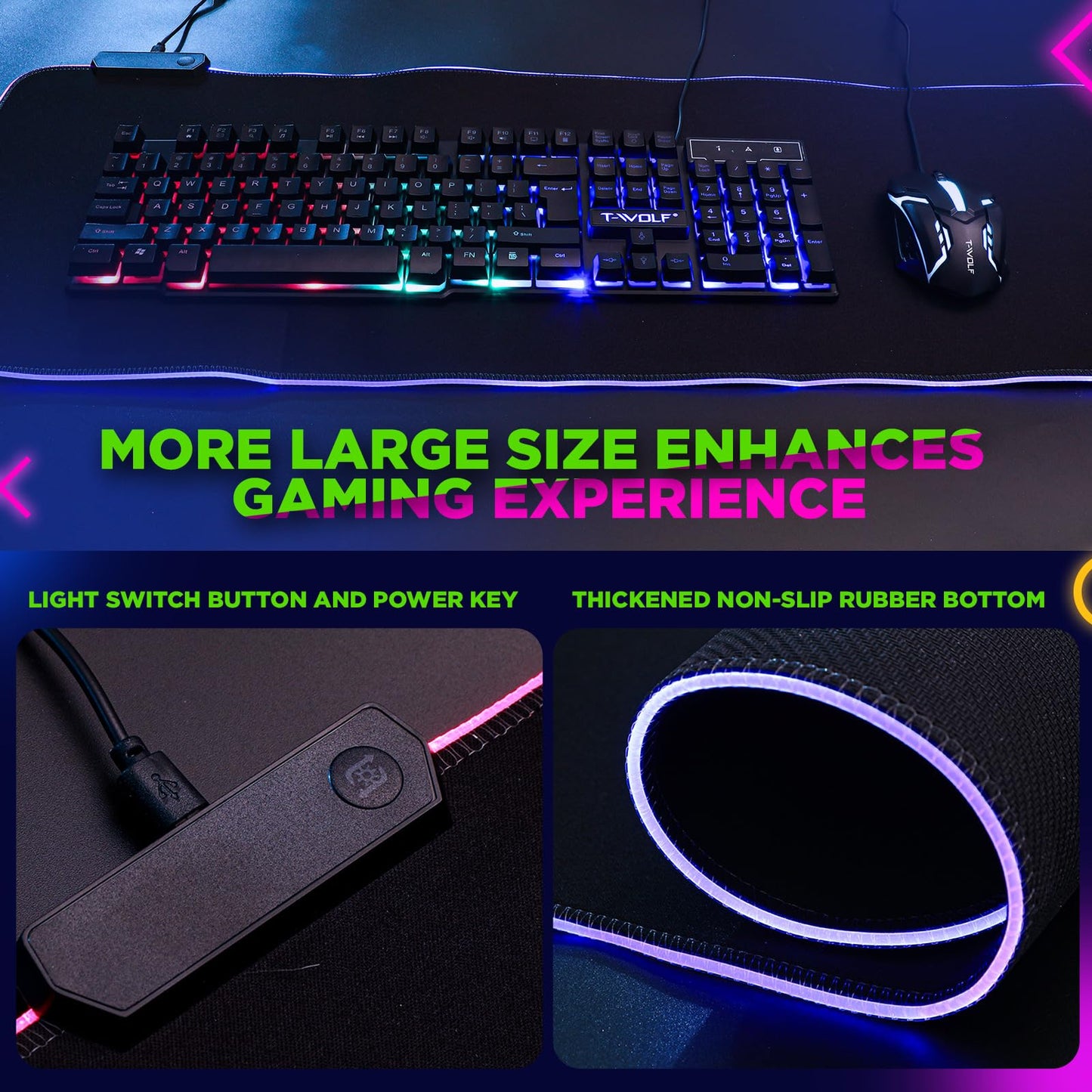 Vinsot Paquete de Accesorios Luminosos para Juegos de PC (6 en 1)