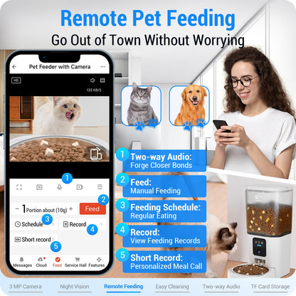 Frienhund Alimentador Automático para Gatos con Cámara 2K (7L / 29 Tazas)