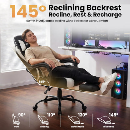 Silla Gamer Ergonómica para Adultos (Black)