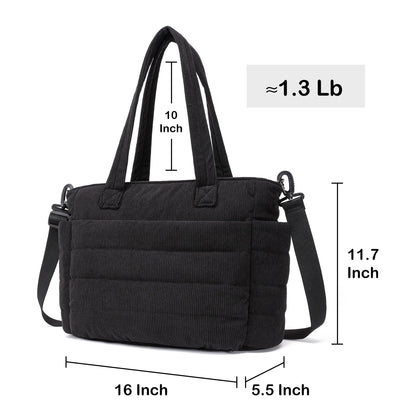 AOCINA Bolso de Mano Acolchado para Mujer (Pana Negro Azabache)
