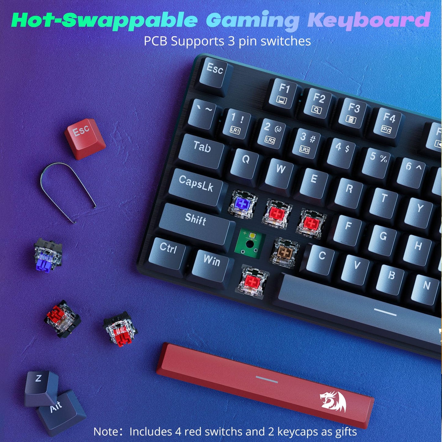 Redragon Teclado Mecánico para Juegos (Iluminación RGB / Switches Rojos)