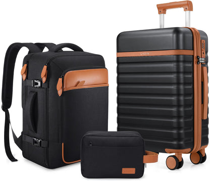UKEIN Set de Equipaje de 3 Piezas (20" / Negro)