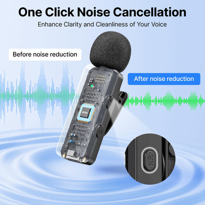 BOYA BY-V20 Wireless Microphones for iPhone 17/16/15 & Android/Laptop with USB-C Port, 328ft Range, 9H Battery Life, Noise Reduction Mini Mic Clip on Lapel Microphone Wireless for Video Recroding