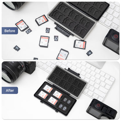 36 Slots Memory Card Case Water-Resistant Anti-Shock Memory Card Wallet for 24 Micro SD SDXC SDHC TF Cards and 12 SD SDXC SDHC Cards