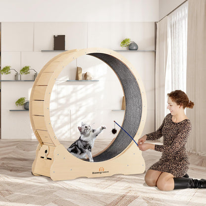 Homegroove Rueda de Ejercicio para Gatos XL (46" / Madera Natural)