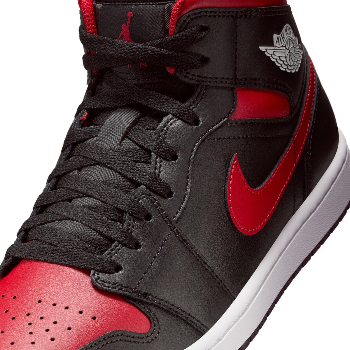 NIKE Air Jordan 1 Mid Men's Trainers Sneakers, Black Varsity Red Summit White