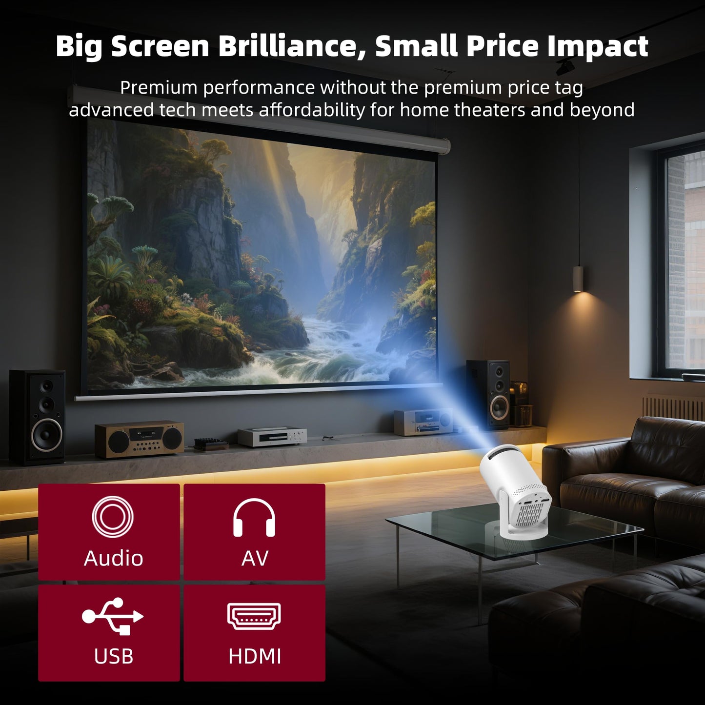 Mini Proyector de Video Inalámbrico Q5 mate (Resolución 1080P / Soporte 4K)