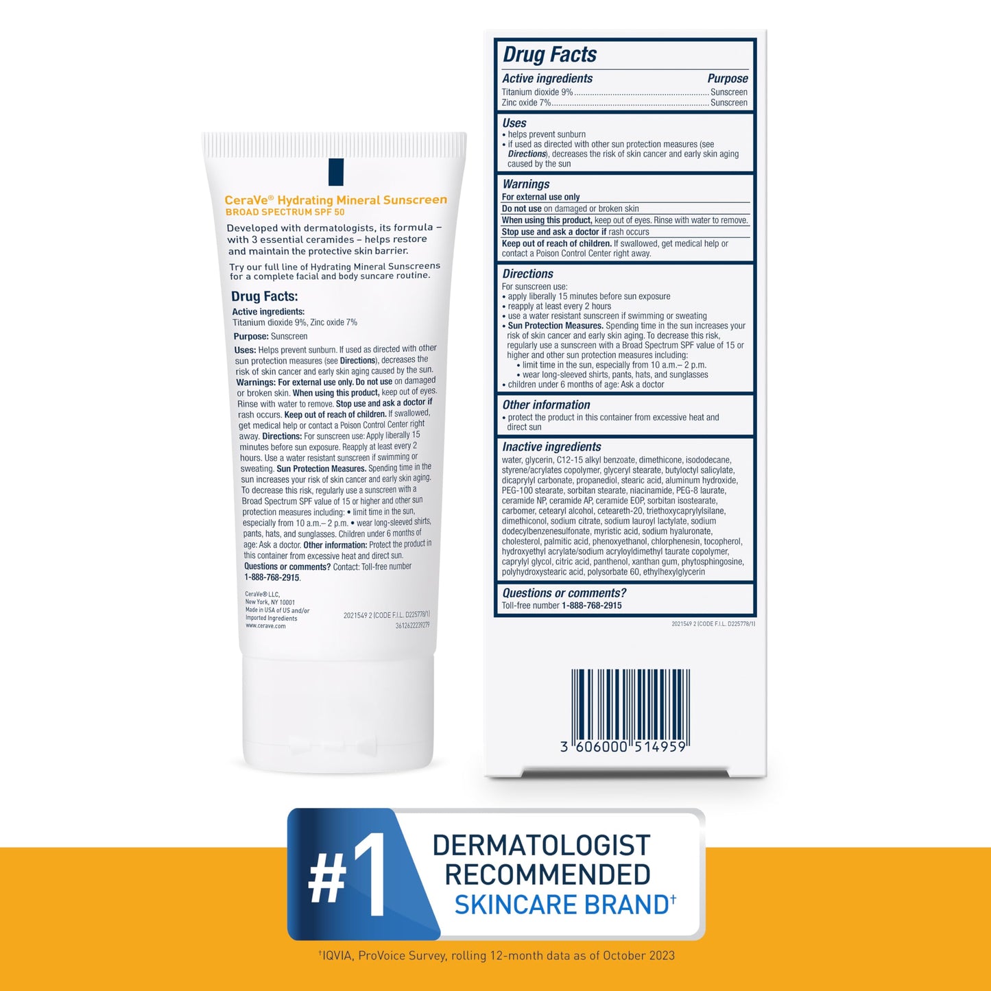 CeraVe Protector Solar 100% Mineral SPF 50 (2.5 oz)