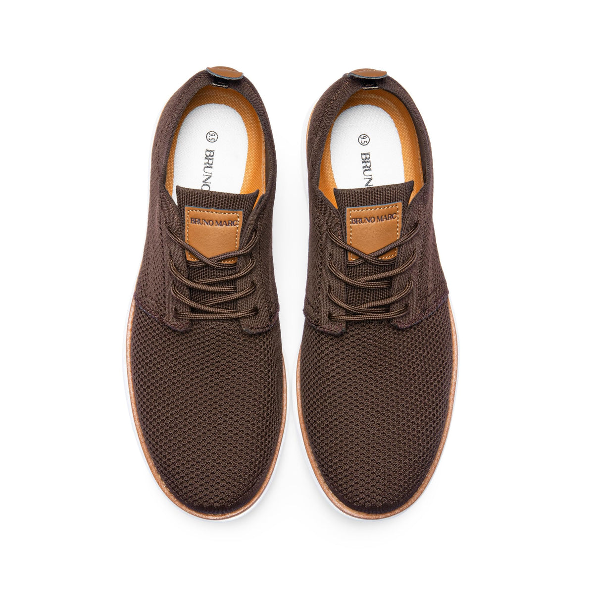 Bruno Marc Men's KnitFlex Breeze Mesh Sneakers Oxfords Lace-Up Lightweight Casual Walking Shoes, Brown, GRAND