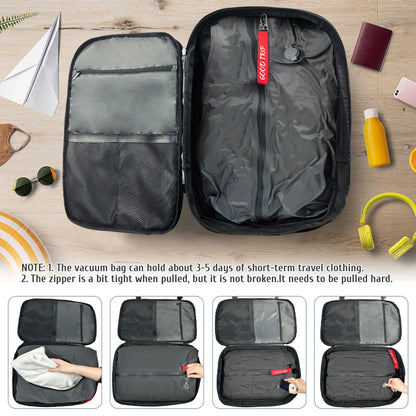 BYED Vacuum Backpack Travel-Expandable Compression Backpack with Air Pump,Usb,Tsa Lock, Air Backpacks with Removable Vacuum Bag,Carry On Vacpack for Men and Women