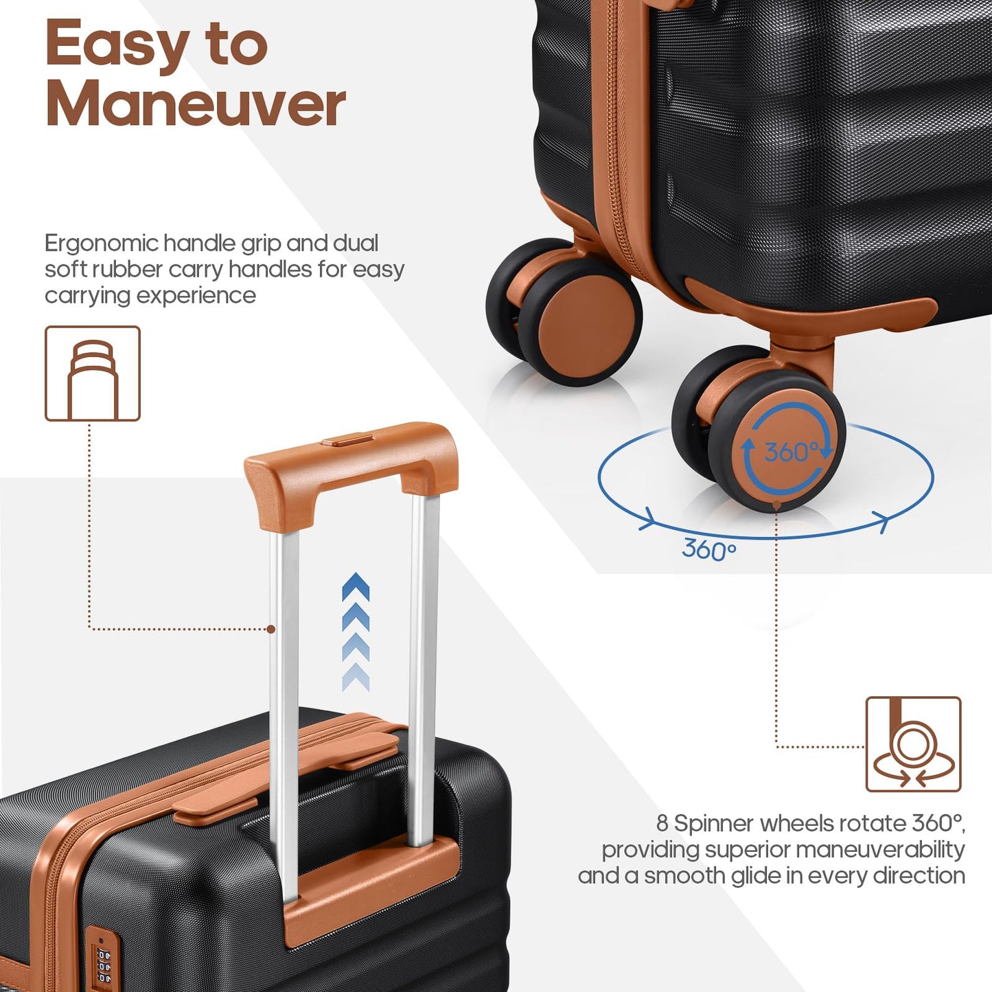 UKEIN Set de Equipaje de 3 Piezas (20" / Negro)