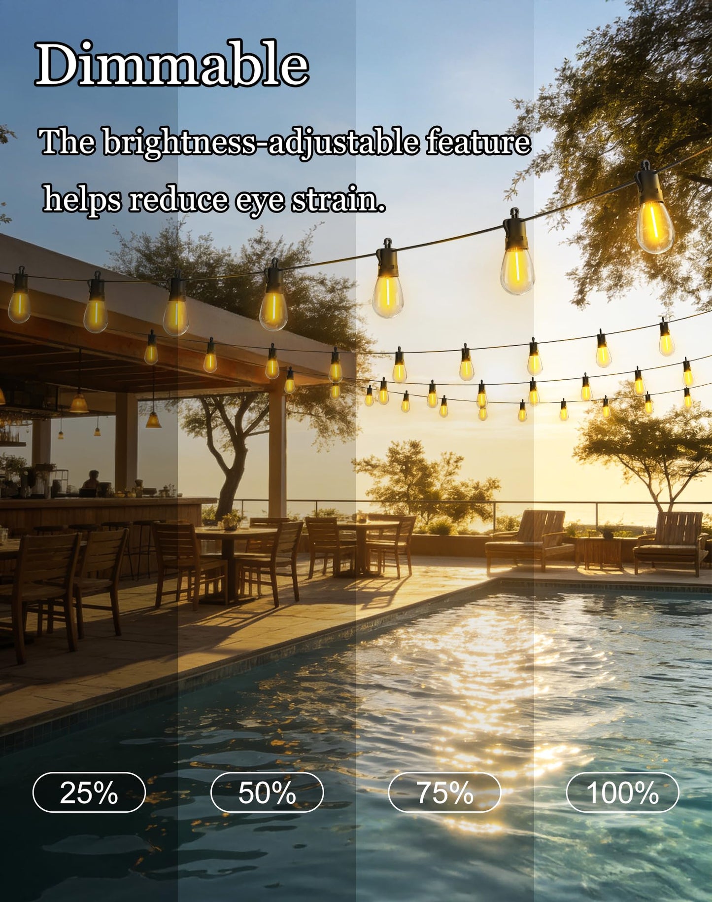 Guirnalda de Luces Solares 50ft (Exterior Impermeable / Bombillas S14)