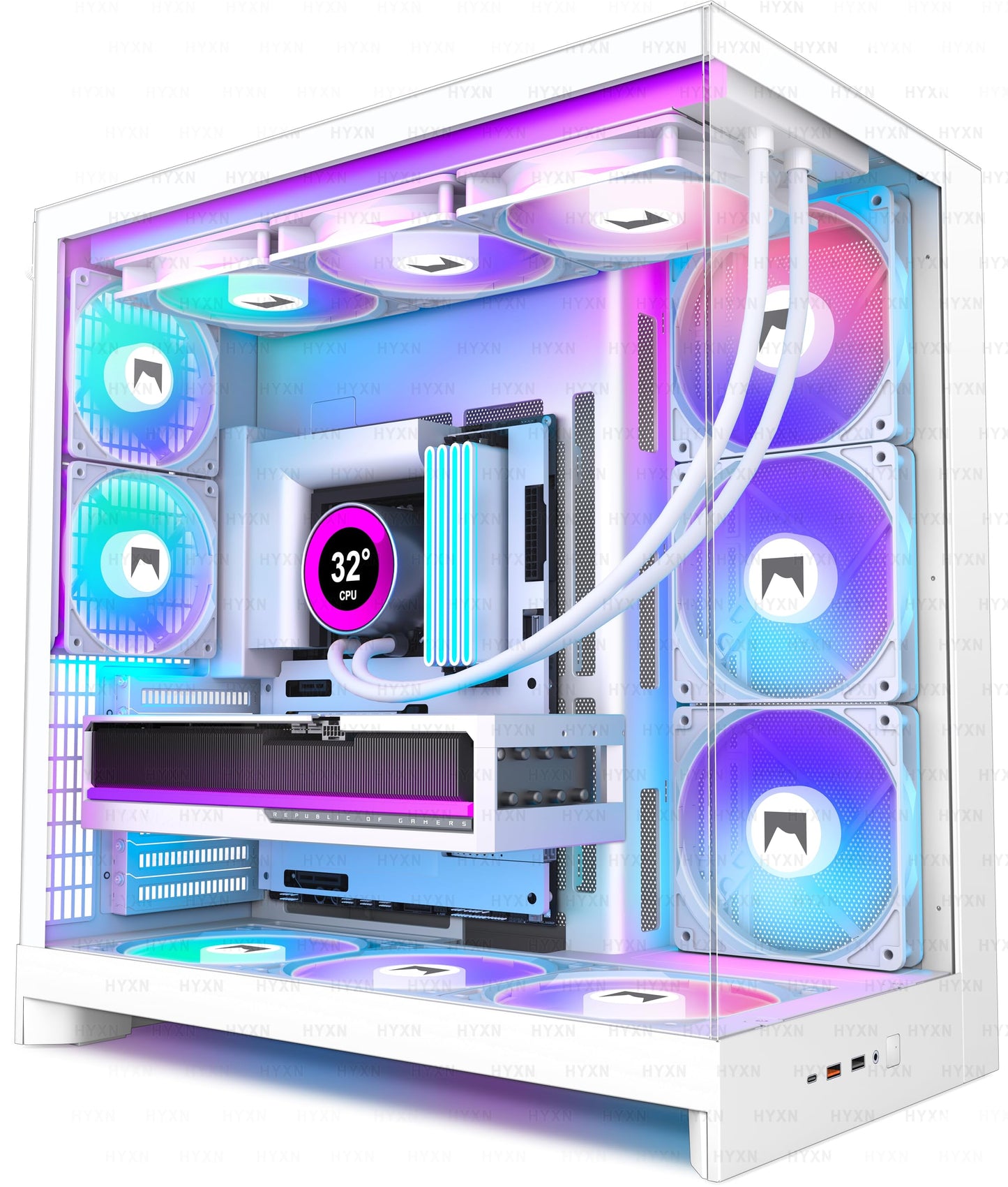 HYXN Gabinete para PC ATX H2 2026 (White RGB)