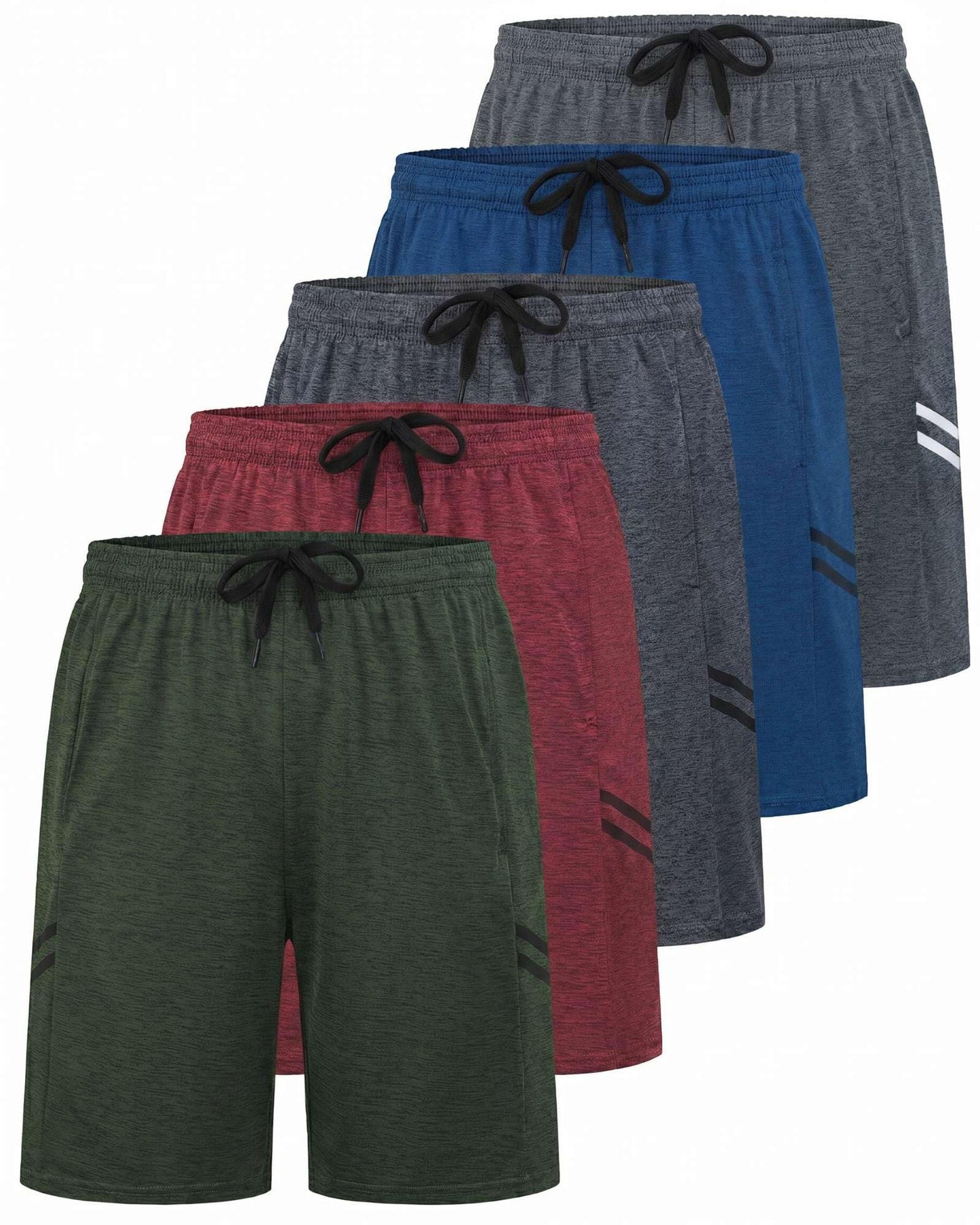 Real Essentials Pantalones Cortos Deportivos de Baloncesto (Paquete de 5 / Talla S / Set 9)
