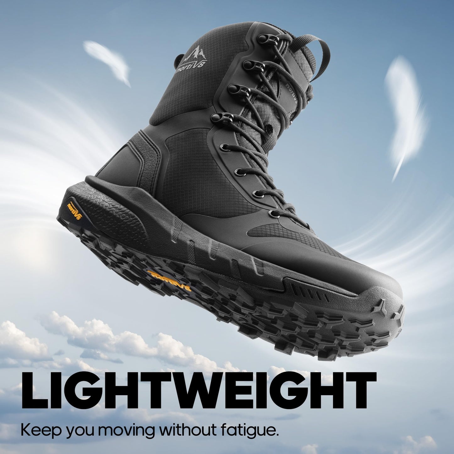 NORTIV 8 Men's Military Tactical Boot Lightweight Comfortable Boots for Work All Day Side Zipper Motorcycle Combat Hiking Boots Metrostrike(8-9 Inches), Black-9 Inches