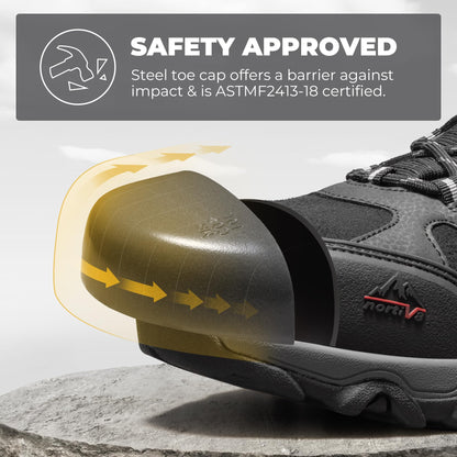 NORTIV 8 Waterproof Steel Toe Boots for Men Slip Resistant Safety Industrial Boots Paladin-Steel, Black, JS19004M-STEEL