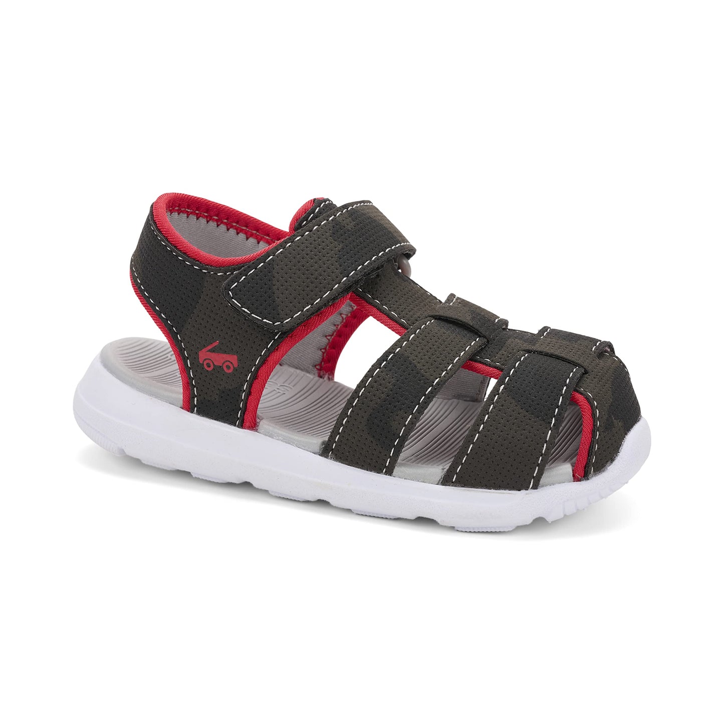 See Kai Run Cyrus Flexirun - Sporty Fisherman Closed-Toe Sandal for Boys, Gray/Red