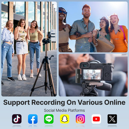 BOYA BY-V4D Wireless Lavalier Microphone for iPhone iPad with Charging case, 18H Battery Life, 650ft Range, 4-Channel Omnidirectional Noise Canceling Lapel Mics for Video Recording Interview Vlog